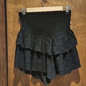 SHEIN Paperbag Waist Ruffle Trim Skort Black Size Small